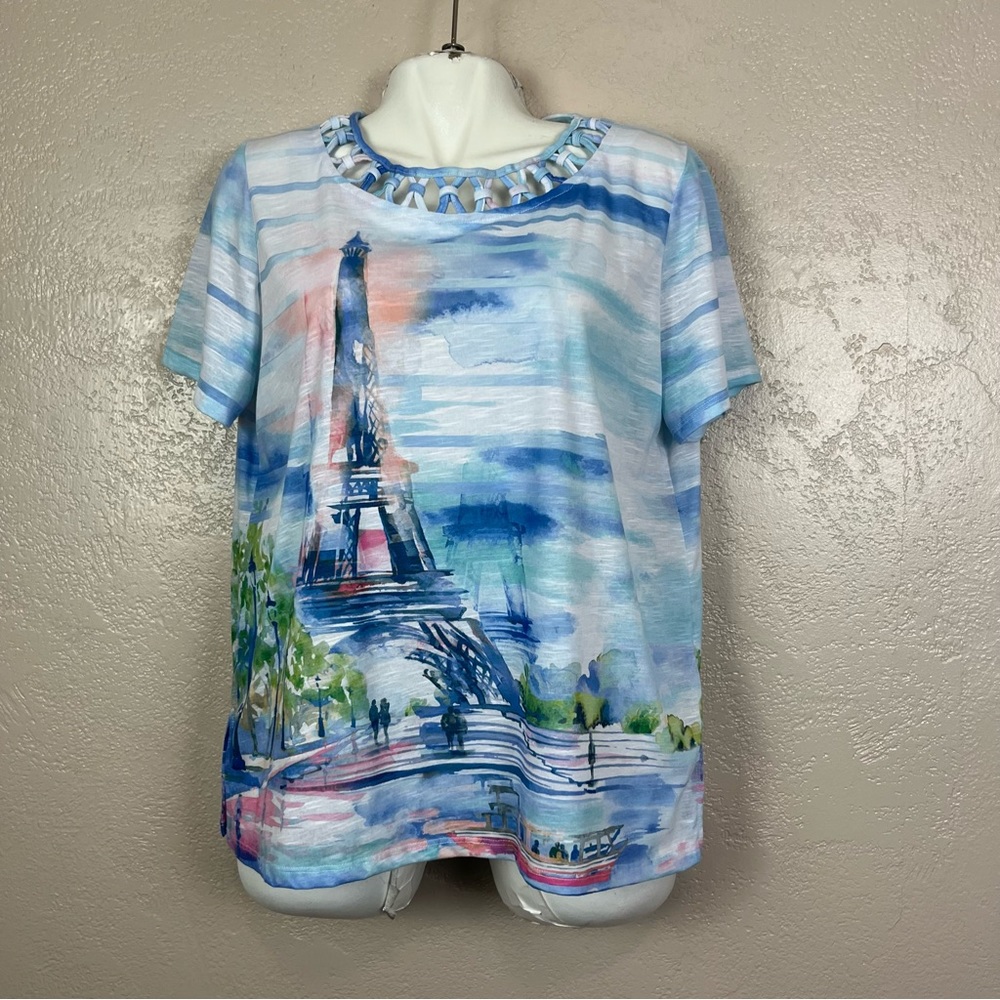 Alfred Dunner Women's‎ M  Fit Eiffel Tower T-Shirt multicolor